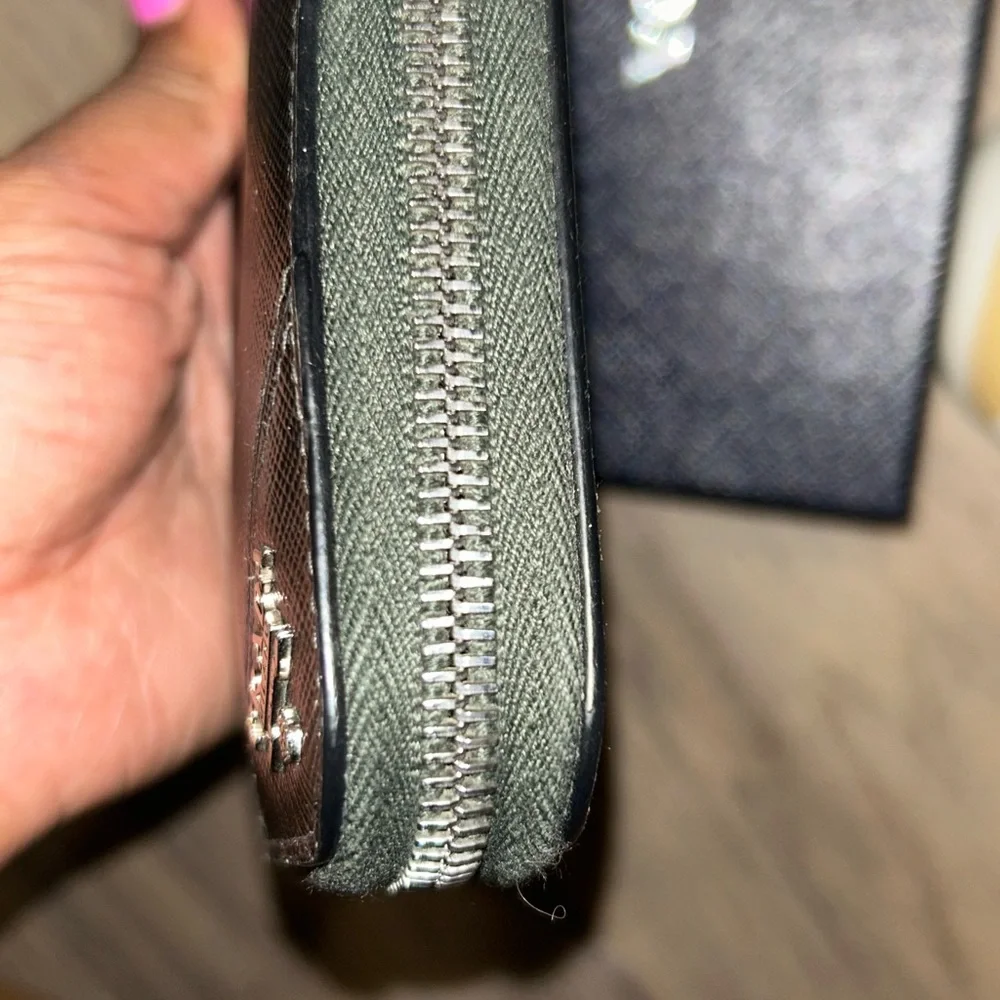Prada Saffiano Black Leather‎ Large Zip-Around Wallet